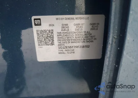 2024 Chevrolet Malibu Premier z USA, uszkodzony, nr VIN 1G1ZE5ST7RF219702